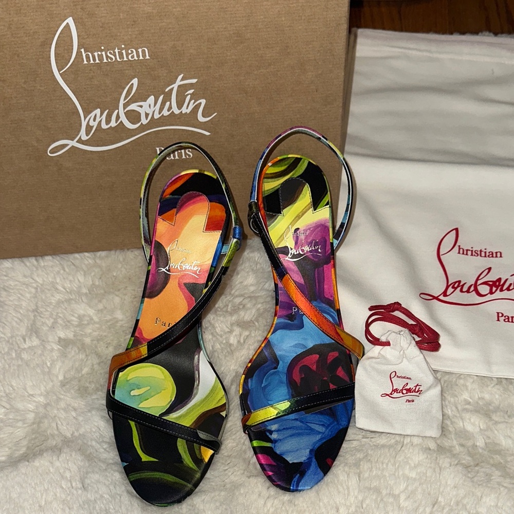 Christian Louboutin Vibrant Multicolor Heels 39 new rubber everlasting bottom